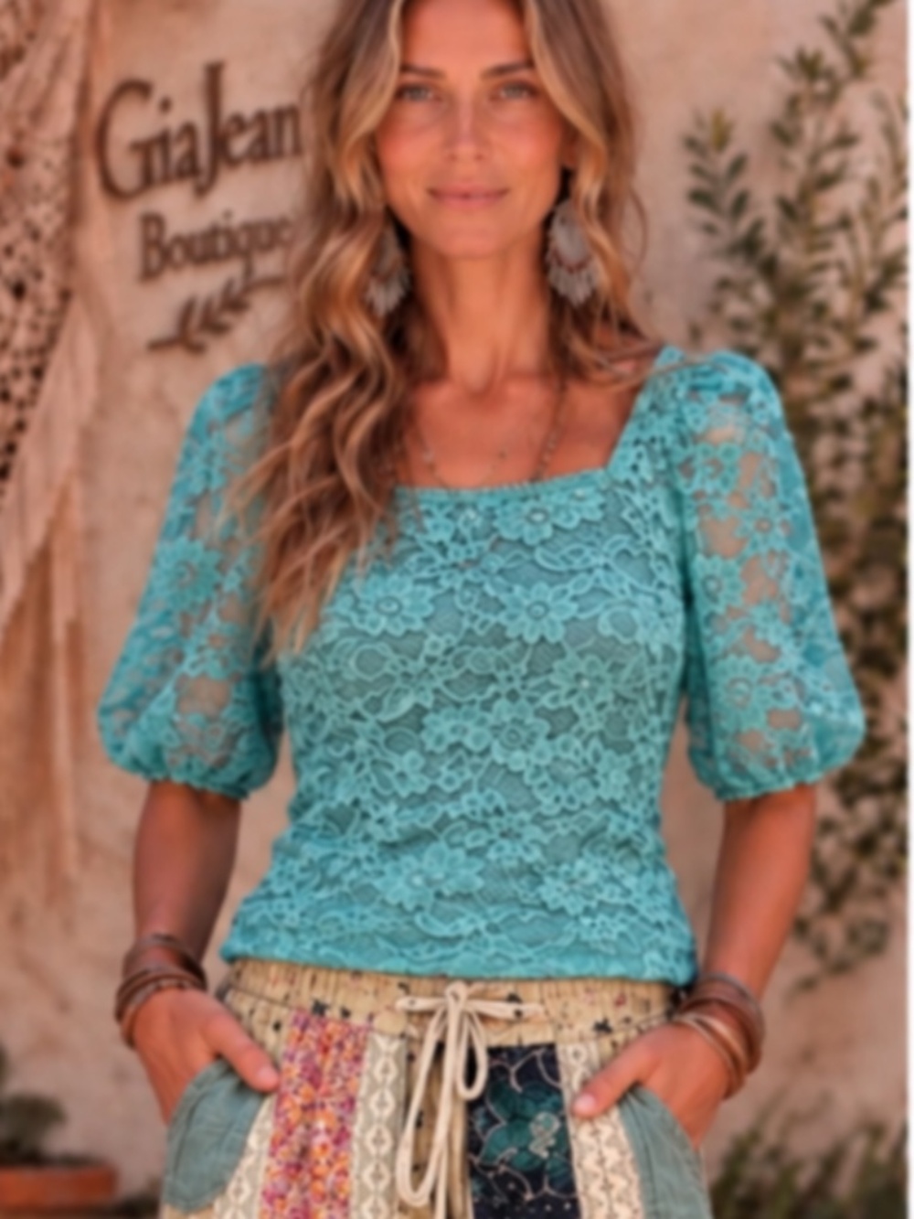 🎉 A RARE BIRD “ MISS HAITI 2 “ A RARE BIRD LACE TOP WITH PUFF SLEEVE